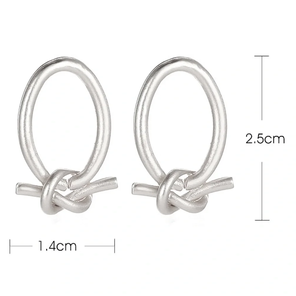 Silver Circular Knot Stud Earrings - Picture 3 of 4